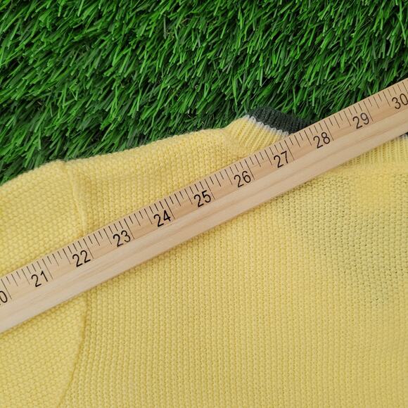 Vintage 80s MOD Ringer Sweater Women 2XS/XS 17x18 Cropped Yellow - Picture 2 of 12